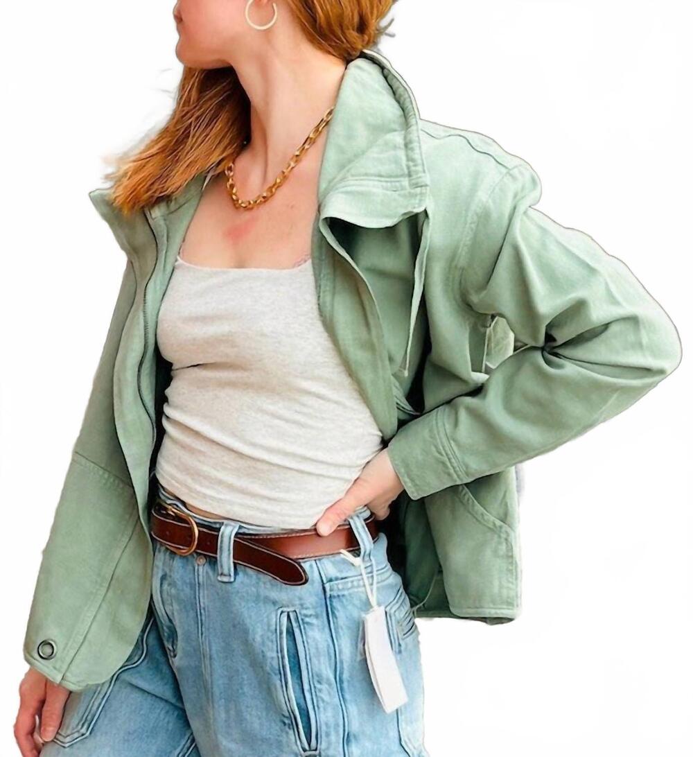 NEW TRIBAL slub twill jacket in moss